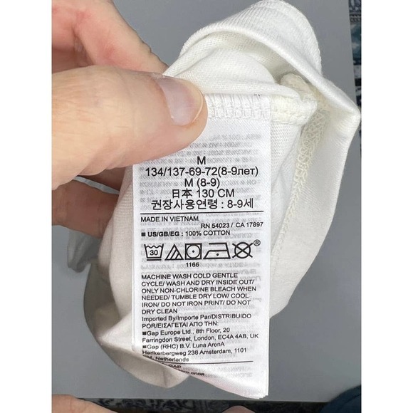 Gap Logo T Shirt Girls White and Gold Sz M NWT - Picture 5 of 6